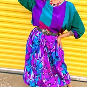 Vintage colorful floral print skirt